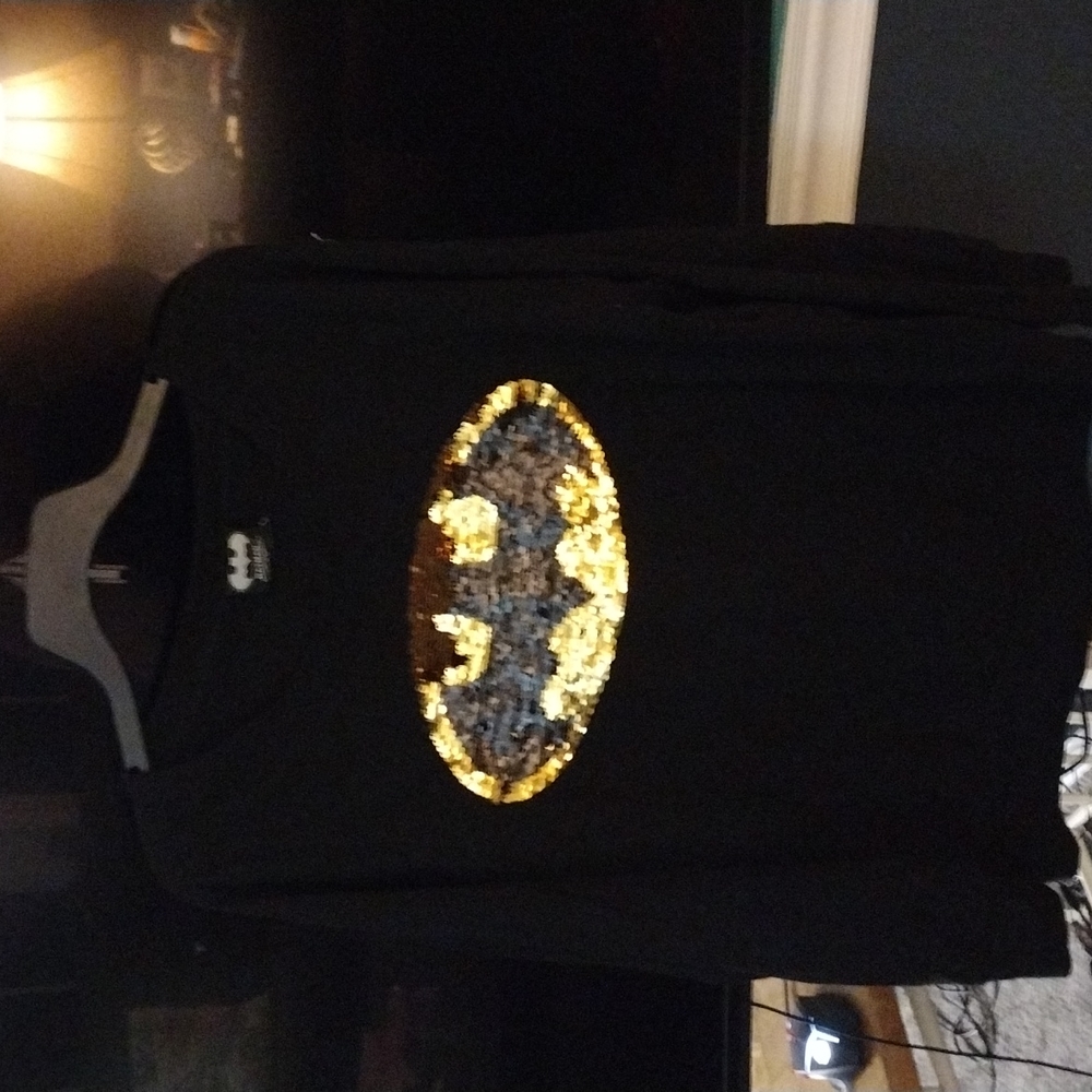 Batman© Sequined Batman Design Light Weight Sweatshirt Sz L Like New